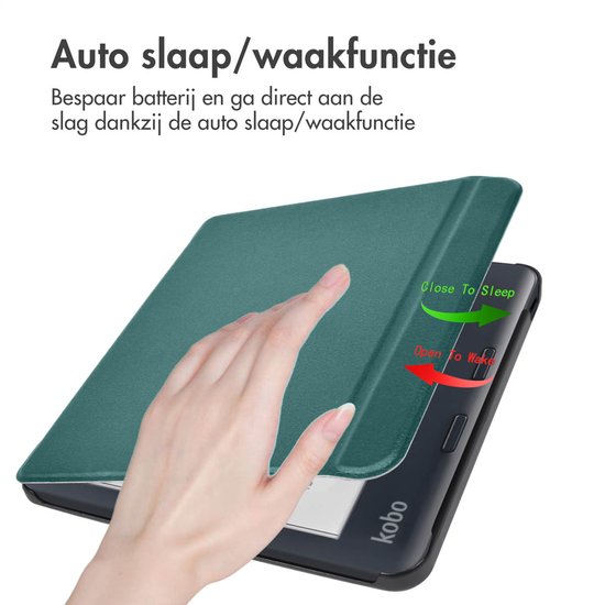imoshion E-reader Hoesje - Geschikt voor Kobo Libra Colour - Slim Hardcase Sleepcover Bookcase met stand - Donkergroen van iMoshion — afbeelding 5