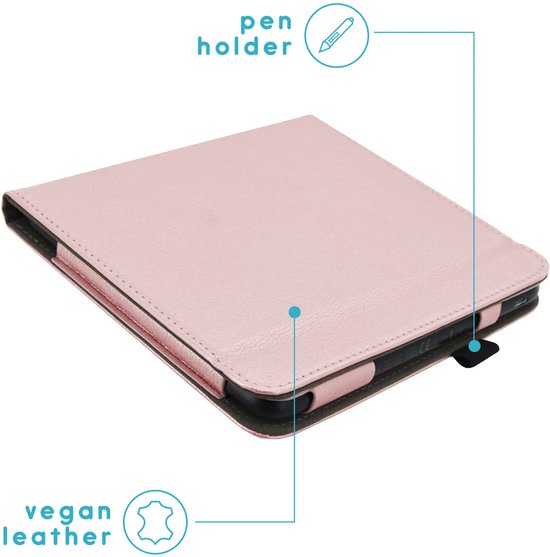 imoshion E-reader Hoesje - Geschikt voor Kobo Libra Colour - Vegan Leather Bookcase - Rosé Goud van iMoshion — afbeelding 5