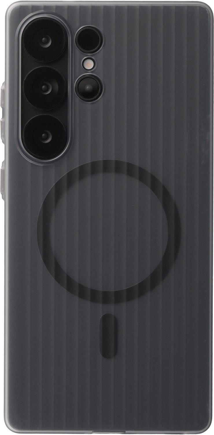 Accezz Hoesje - Geschikt voor Samsung Galaxy S25 Ultra - Lite Backcover met Magnetische Ring - Fluted - Smokey Matte