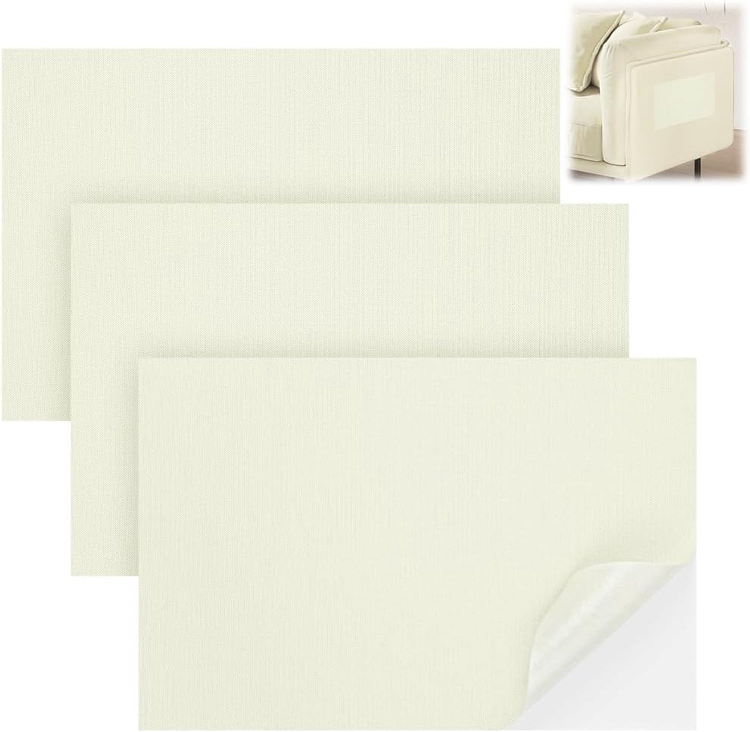 Linnen reparatiepatch 3 stuks - zelfklevend beige wit - sterke hechting - verbergt beschadigingen - Vemera