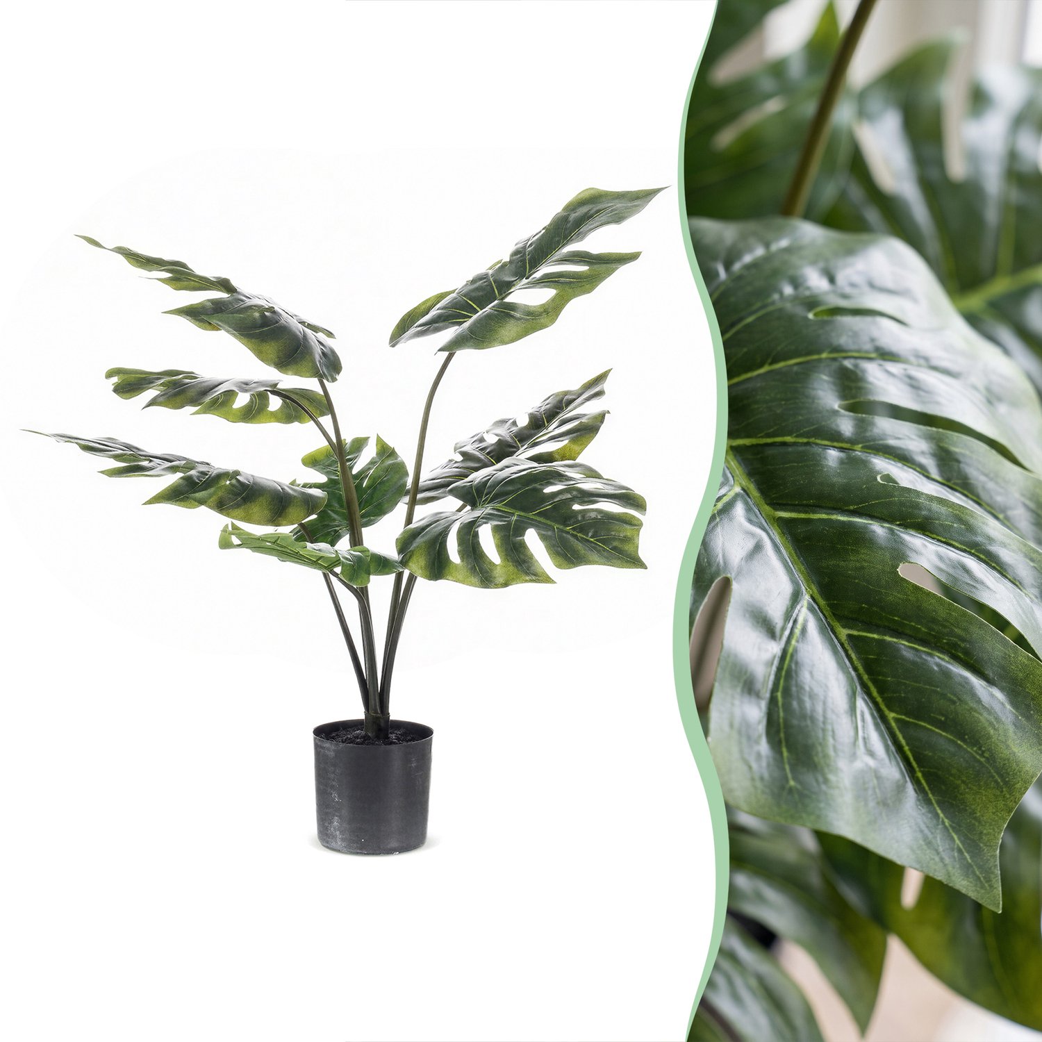 Green Boutiq Kunstplant - Monstera Deliciosa - Gatenplant - 65 cm