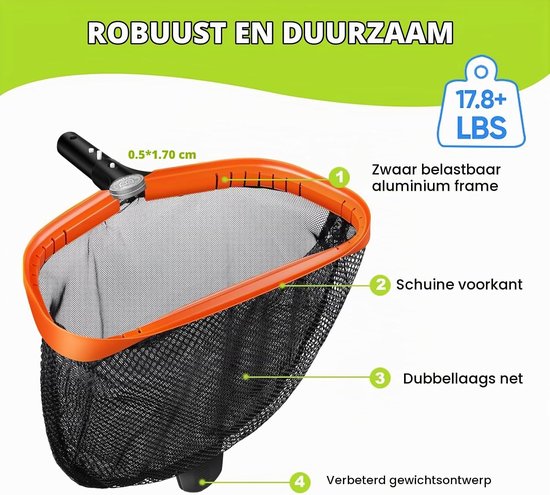 Zwembadschepnet - Aluminium - 44 cm - Voor het Verwijderen van Bladeren en Vuil - Voor Zwembaden en Vijvers — afbeelding 2