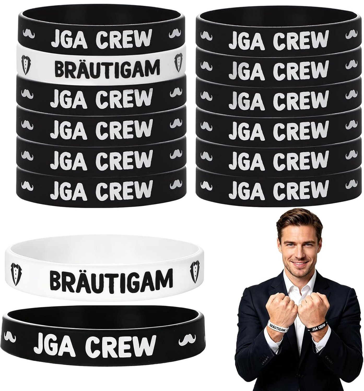 Armbandenset voor bruiloft: 1 bruidegom + 11 getuigen