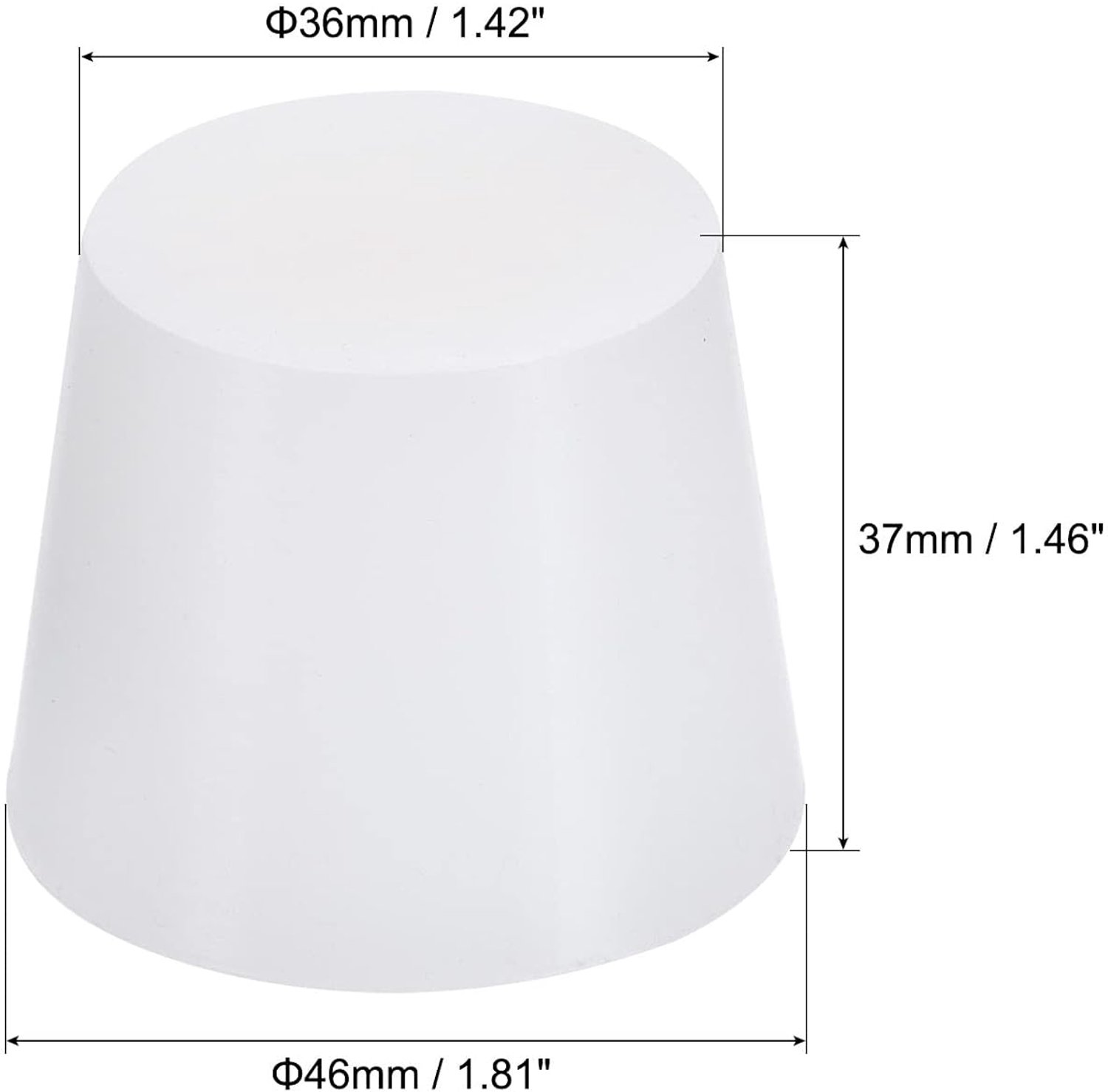 Siliconen kegelstop 36 mm tot 46 mm - puur wit - met gat - ideaal voor poedercoating - Vemera