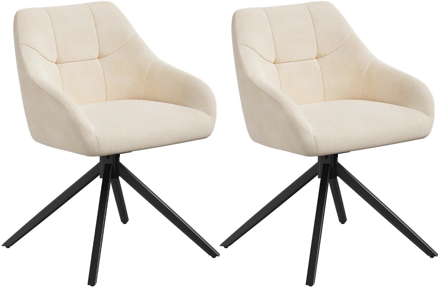 Gudalio Eetkamerstoelen - Set van 2 - Stoelen - Eettafel Stoelen - Keukenstoelen - Gewatteerd - 360° Draaibaar - Chenille - Beige