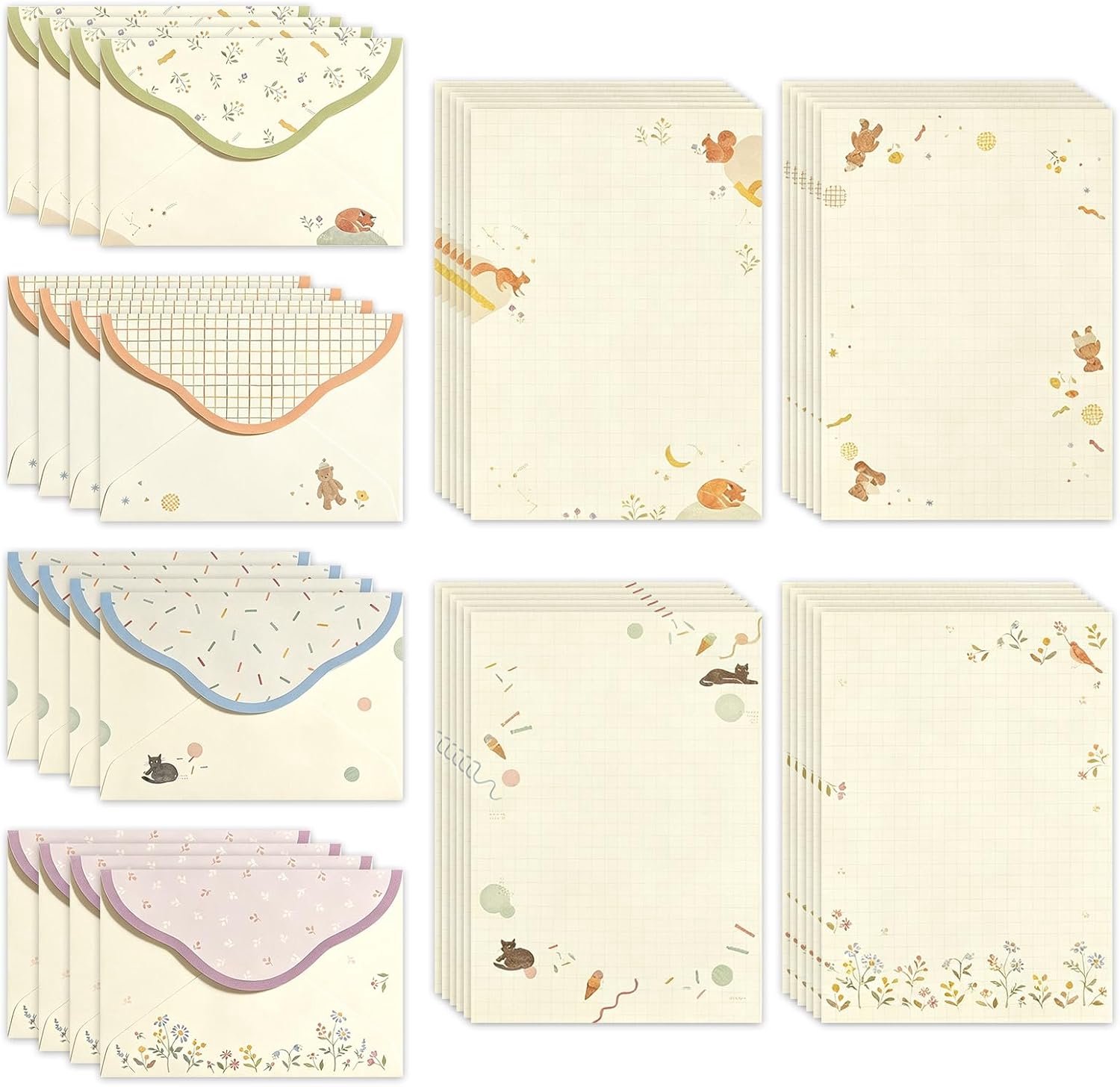 Briefpapier 108 stuks - A5 (140 x 210 mm) met enveloppen (110 x 160 mm) - kreukvrij - perfect voor brieven m-winkel - m-winkel