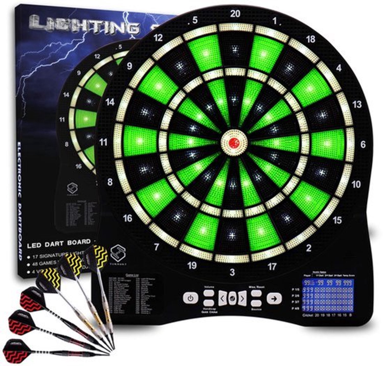 Dartbord Elektronisch - LED Verlichte Cijfers - 6 Soft Darts Inclusief - Polypropyleen - Rond - Voor Volwassenen