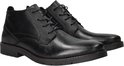 Zwarte Rieker veterschoenen van glad leer met een gestructureerd paneel en robuuste zool.