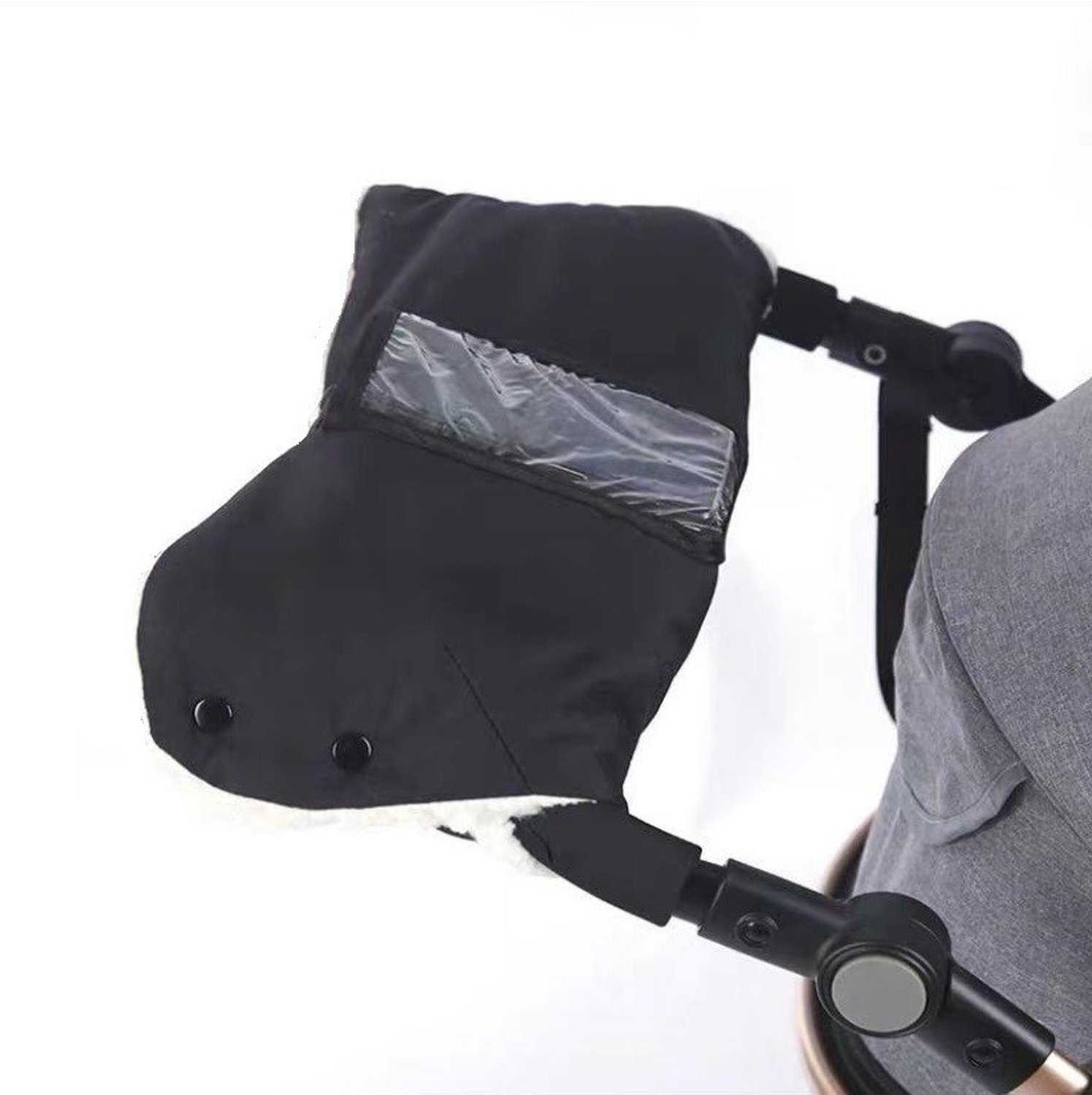 HisKes Kinderwagen handschoenen - Warme Kinderwagenhandschoenen - Universele Winter Kinderwagenhandschoenen - Warme en Winddichte Handschoenen - Met Transparant Venster - Geschikt voor Kinderwagenhandschoenen - 46*23cm - Zwart