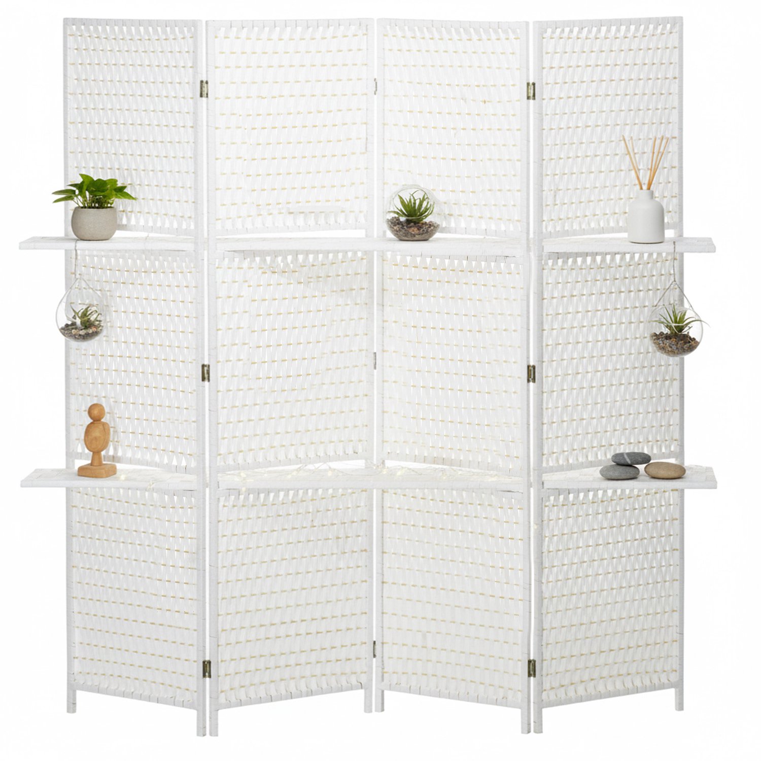 Homcom Privacy Scherm-Papier-181L x 1,6B x 180H cm-Wit stro-wit