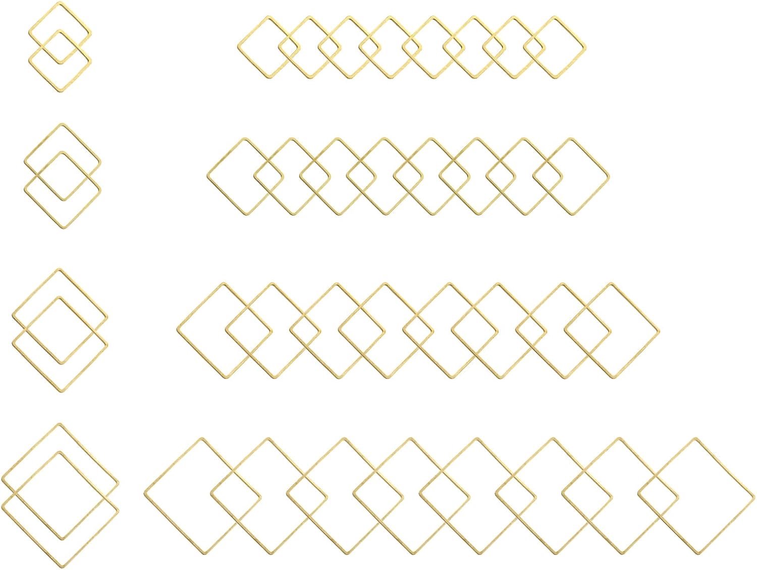 Hars bedelhangers open rug bezels - 12x12mm, 16x16mm, 20x20mm, 25x25mm - goudkleurig messing - 40 stuks - ServiceTopper