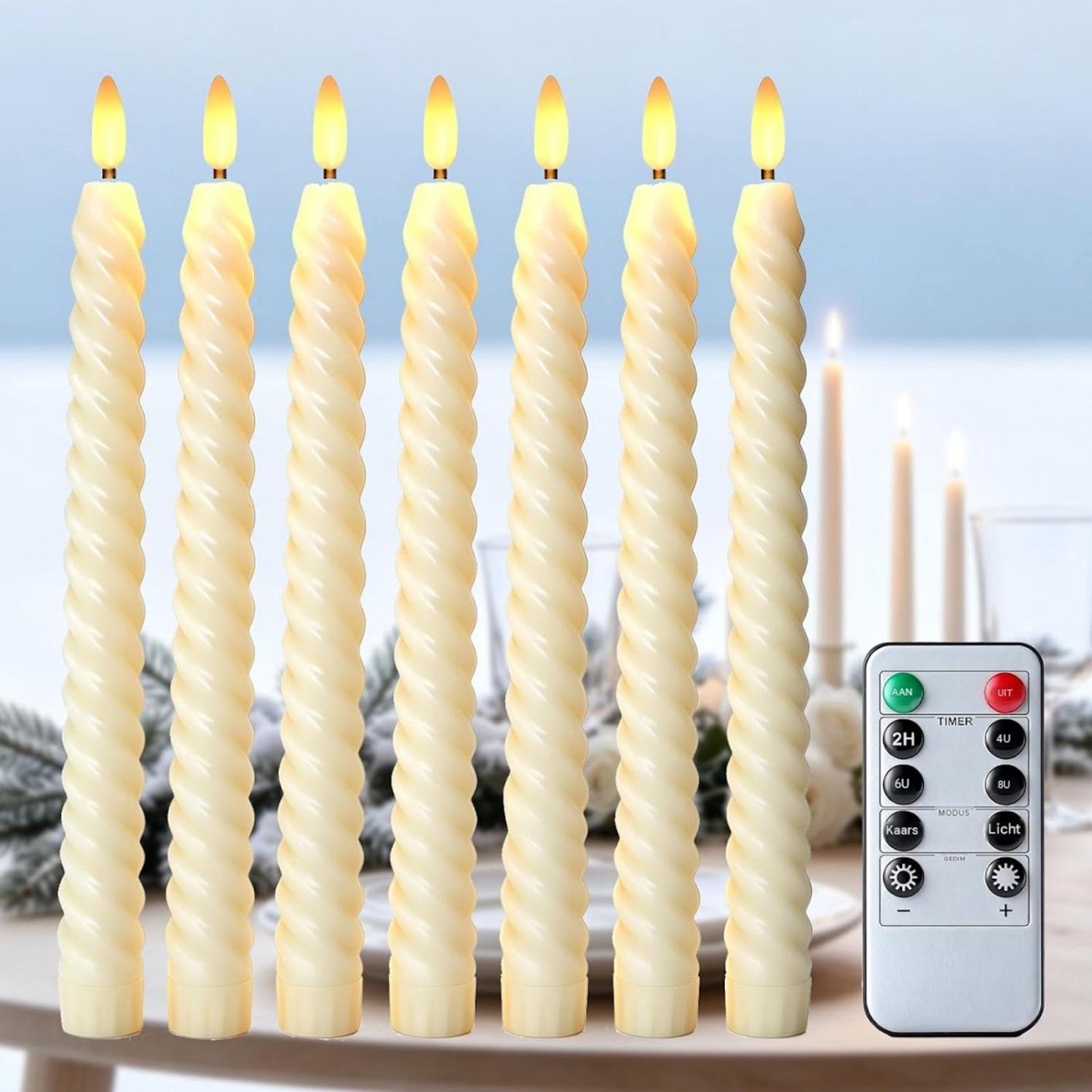 SSTRWGOOD LED-staafkaarsen – Set van 6 – Met afstandsbediening en timer – Vlamloze LED-kaarsen met realistisch flakkereffect – Werkt op batterijen – Warmwit licht – Geschikt voor Kerstmis, Advent en tafeldecoratie – Afmetingen: 2 x 25 cm
