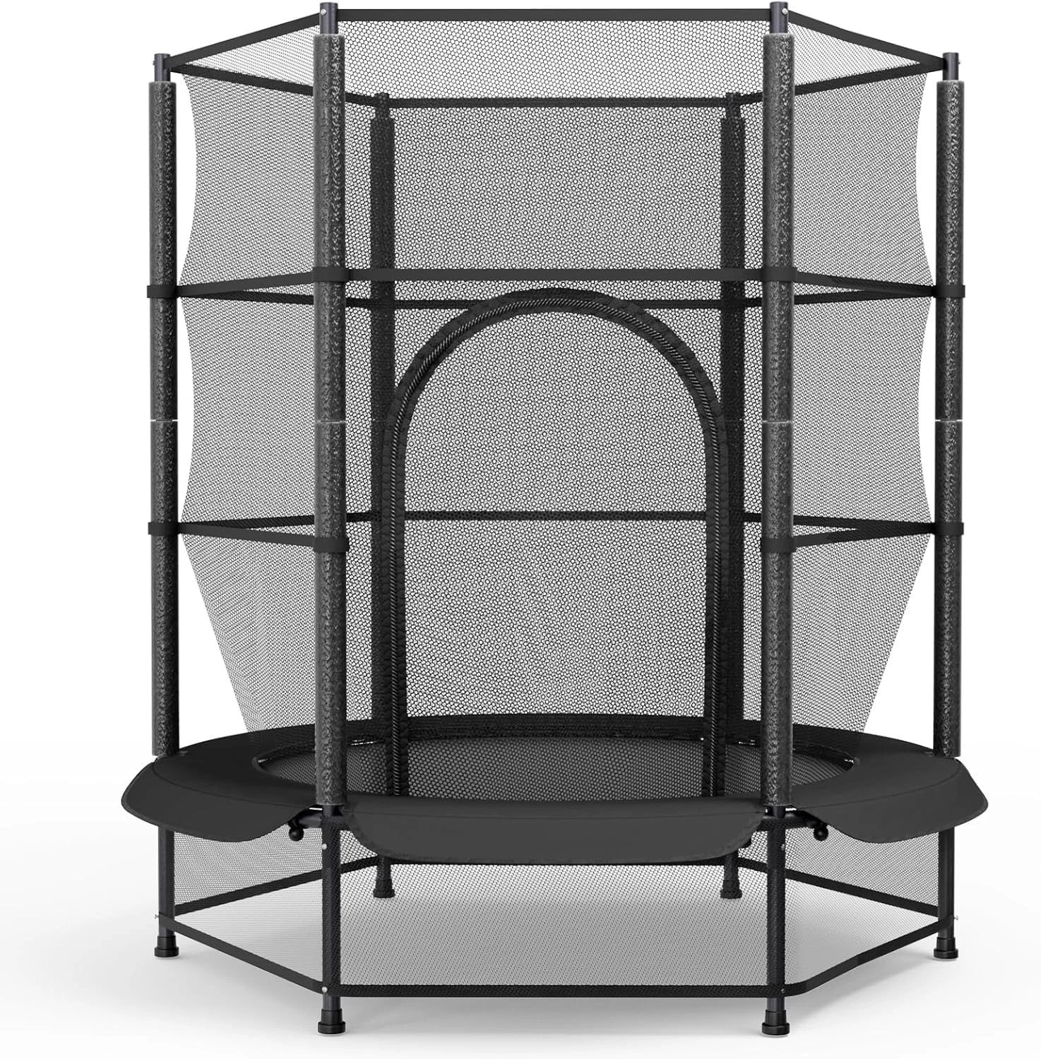 LIFERUN 55-inch Trampoline voor Kinderen - met Veiligheidsnet - voor in de tuin om te springen en te bewegen - Zwart