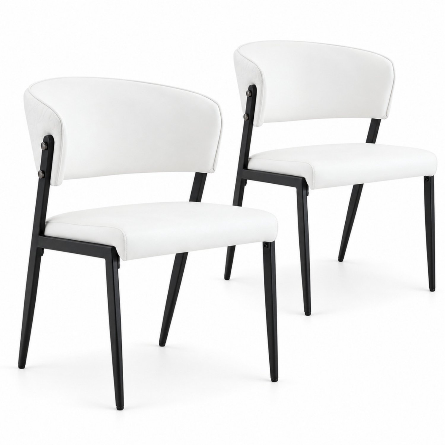 LONG DRAGON - Eetkamerstoelen - Set van 2 - Wit - Gepolsterde zitting en rugleuning