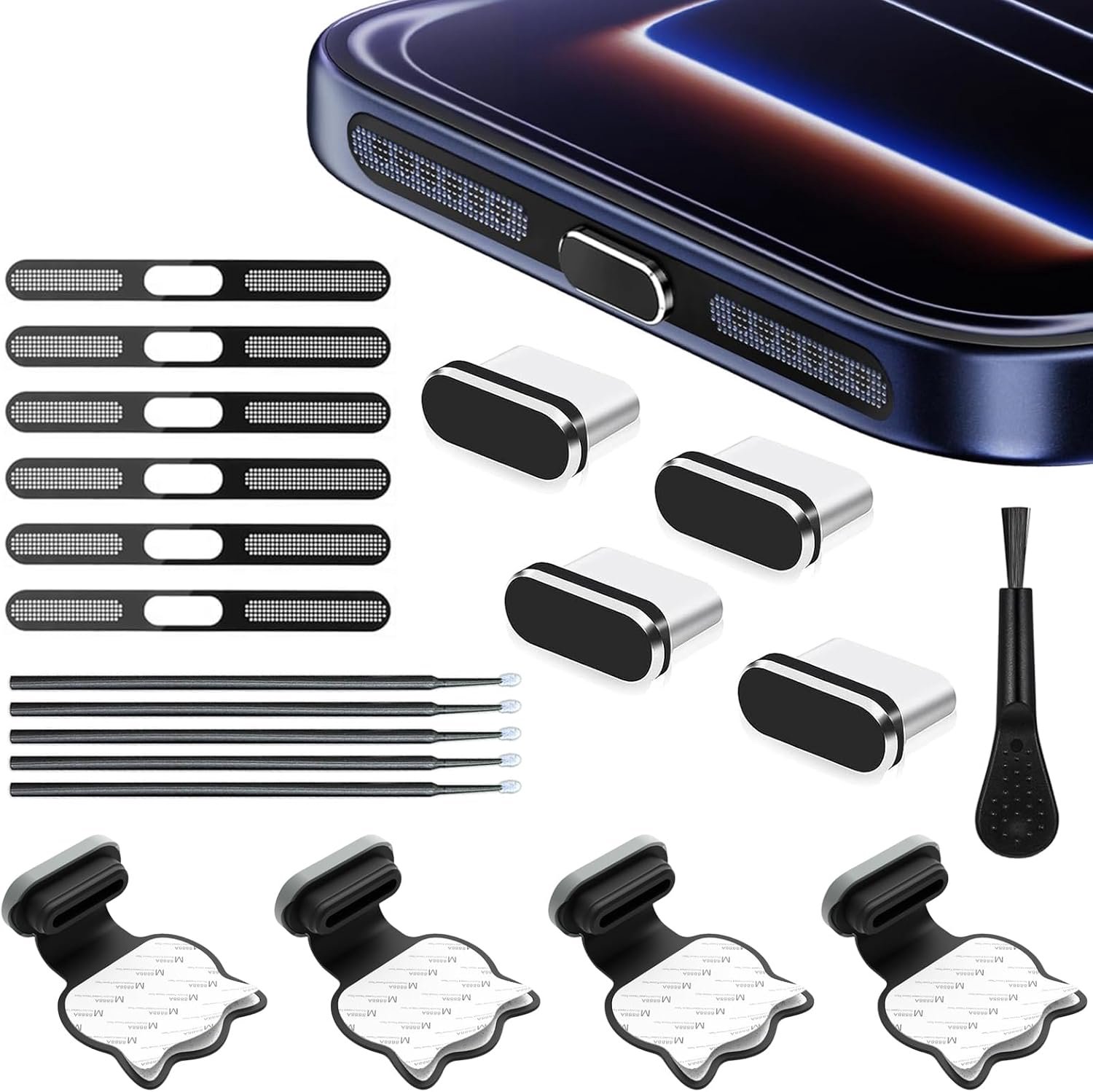 8-delige set stofbeschermers voor iPhone 14/15/16 Pro/Pro Max