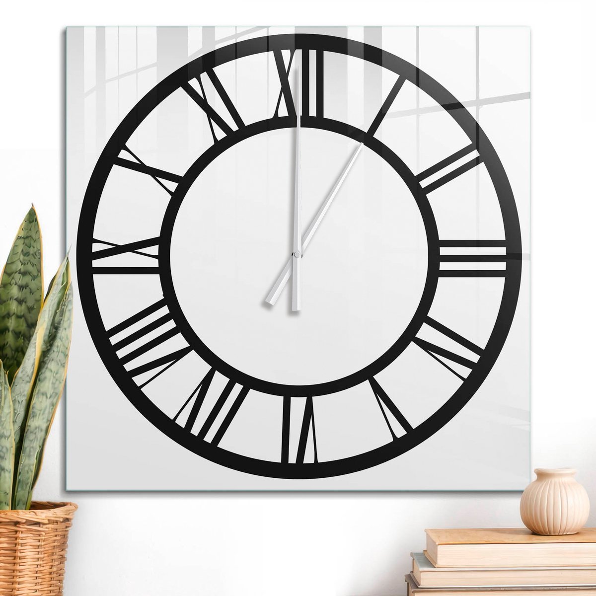 ArtPrintCave Zwart Glazen Klok - 60x60 cm - Wandklok Vierkant - Zwarte Klok Stille Wandklok - Geometrie Wandklok Keuken - Witte Klokwijzers