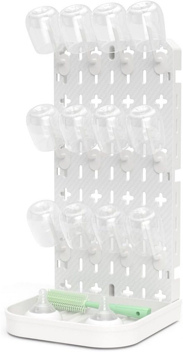 Multifunctioneel Droogrek voor Babyflessen - Afneembare Flessendrogerhouder met 12 Haken en Lade