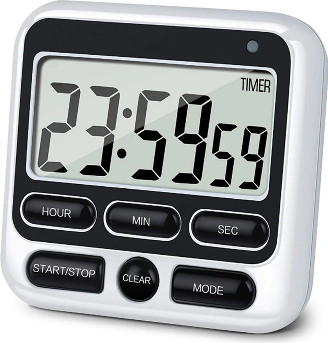 Digitale keukentimer met aftelfunctie – magnetische timer, telt af, Geschikt voor koken, bakken, fitness en gebruik door studenten, zwart.