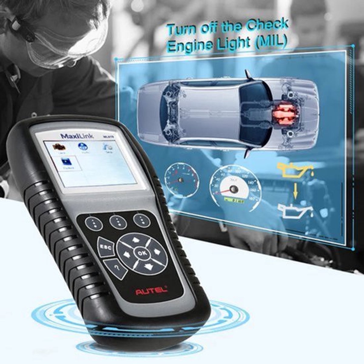 OBD2-Scanner - Diagnosecomputer - Slimme Diagnosetool - Foutverwijdering - Bidirectionele bediening - OBD OBD2 ABS SRS Diagnostische Scan Tool - Automatische Scanner - Codelezer - Zwart