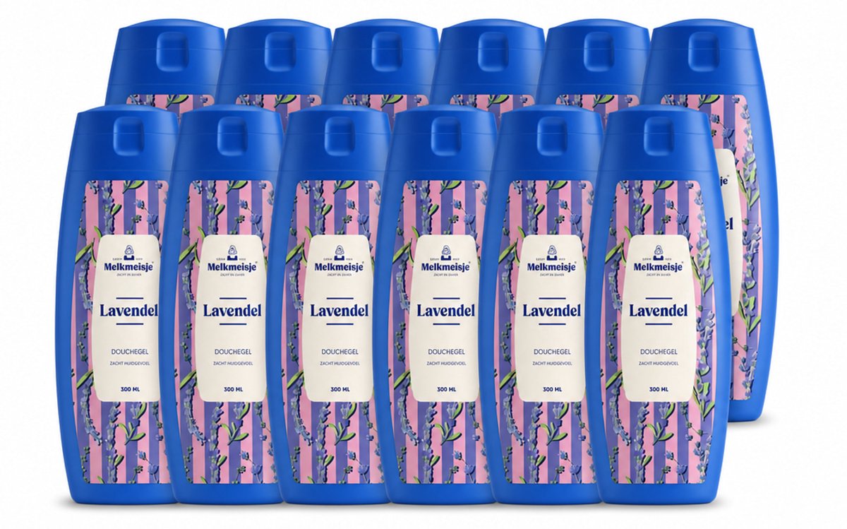 12 x Melkmeisje – Douchegel – Lavendel – Zacht Huidgevoel – 300 ml - Voordeelverpakking - 12 stuks