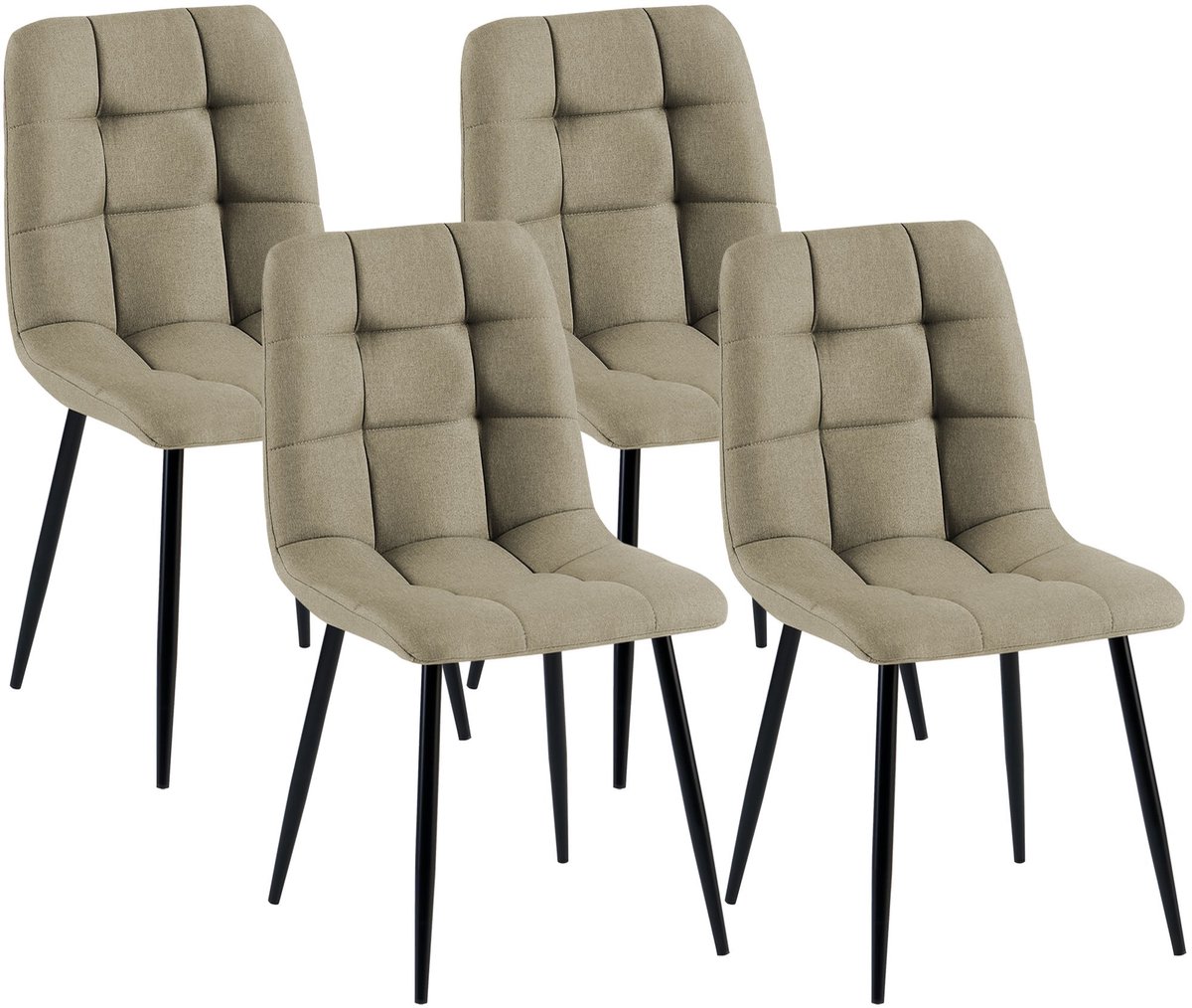 CLP Set van 4 Eetkamerstoelen Tilde - Gestoffeerd - Metalen Onderstel - belastbaar tot 150 kg - Stof/taupe