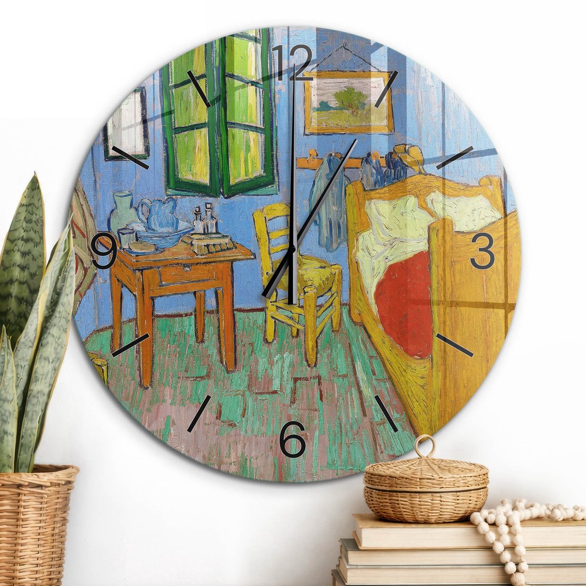 ArtPrintCave Blauw Glazen Klok - Wandklok 60 cm - Muurklok Rond - Gezellig Interieur Wandklok Keuken - Interieurs Unieke Klok - Zwarte Klokwijzers