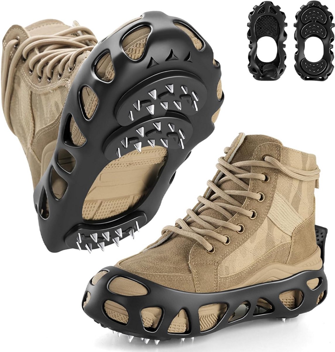Antislipstijgijzers - Antislipstijgijzers voor laarzen - Stalen spikes met 30 tanden - Antislip schoenovertrekken - Duurzaam/breukbestendig -Sneeuwstijgijzers -Voorkomt uitglijden -Geschikt voor wandelen, bergbeklimmen, hardlopen en ijsvissen -Maat S