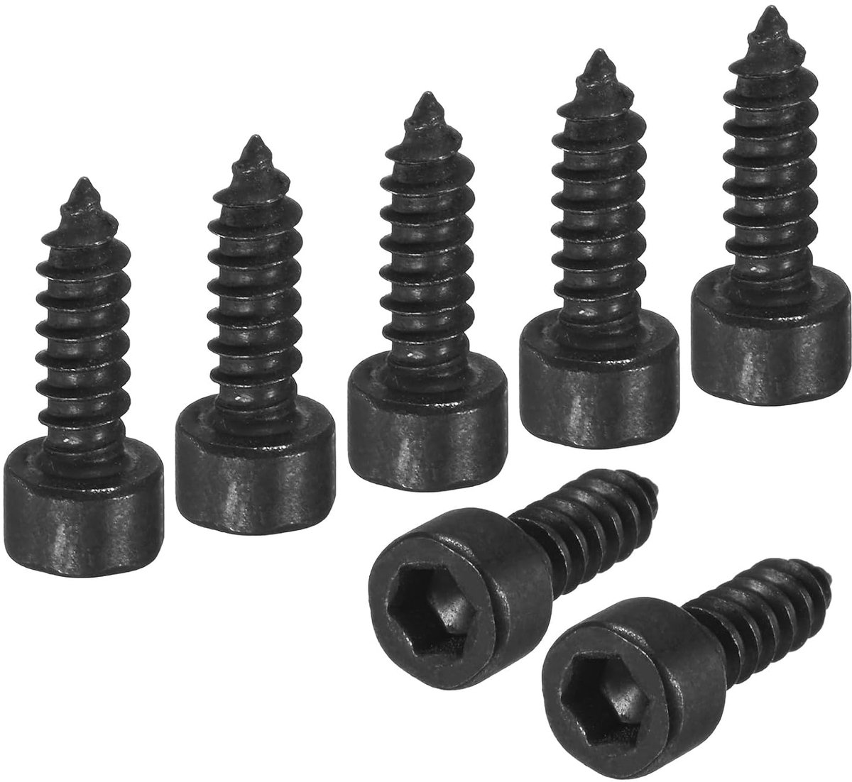 100 stuks zeskantige holle kopschroeven, M5 x 16 mm, zelftappende roestvrijstalen schroeven, volledige schroefdraad, voor meubels, machines en huishoudelijke apparaten [zwart]