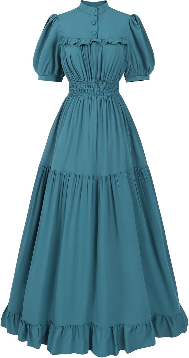 Jurk middeleeuwse kleding dames vintage jurken dames jurk korte mouwen Victoriaanse jurken middeleeuwse kleding polyester katoen korte mouwen