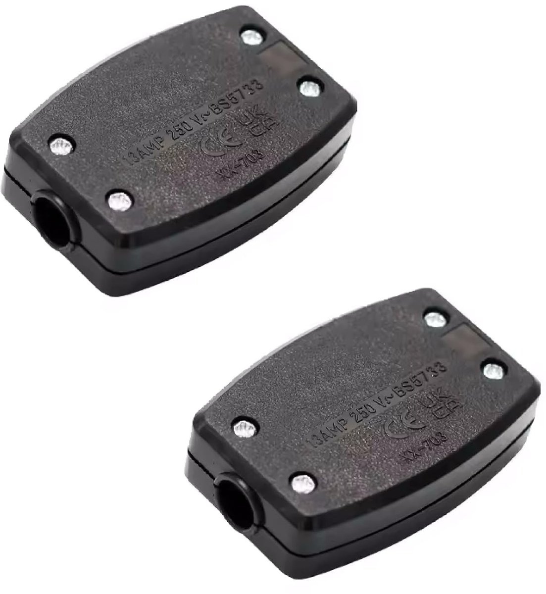 2 x aansluitdoos, verbindingsdoos, kabelverbinder, 3-polige IP44-aansluitklem, kabeldoos met schroefklem voor LED-verlichting, zwart