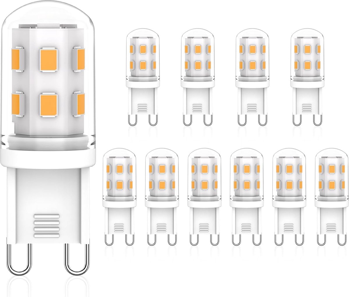 Ledlampen 2W, gelijk aan een halogeenlamp van 20W, warm wit 2700K, energiebesparende minilampen, AC 220-240V, niet dimbaar, flikkervrij, 10 stuks