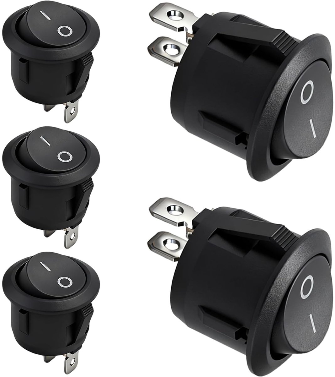 Schakelaar, rond, 12 V, mini-tuimelschakelaar, 2-polige aan/uit met 20 mm inbouwgat, 6 A, 250 V, 10 A, 125 V AC, zwarte vergrendelbare tuimelschakelaar voor auto, boot, camper