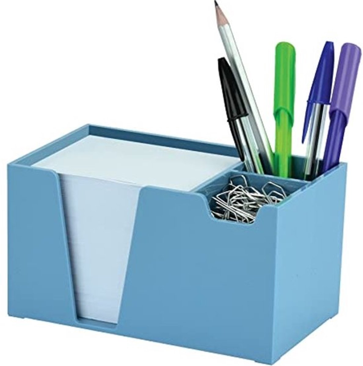 Bureau Organizer voor Potloden en Papier - Effen Blauw met Papier Clips