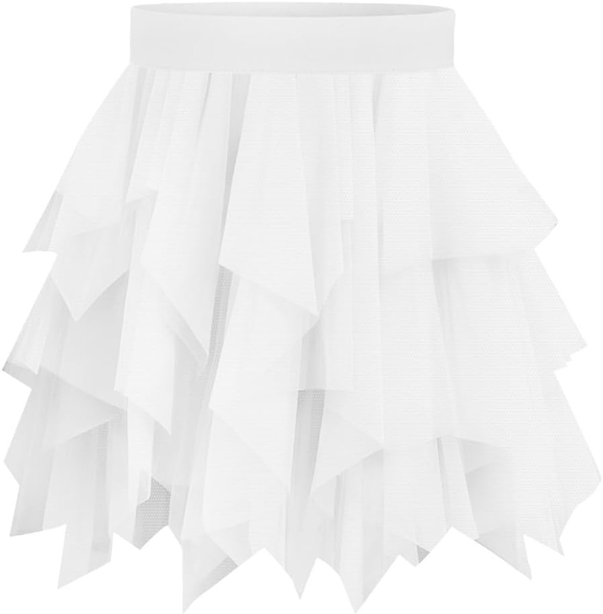 Tule rok, korte petticoat, meerlaags mesh, carnaval, ballet, tule rok, hoge taille, onregelmatig, A-lijn, midi-rok, zomerrok, 50 cm, vintage rok voor volwassenen, feest, afstudeerfeest