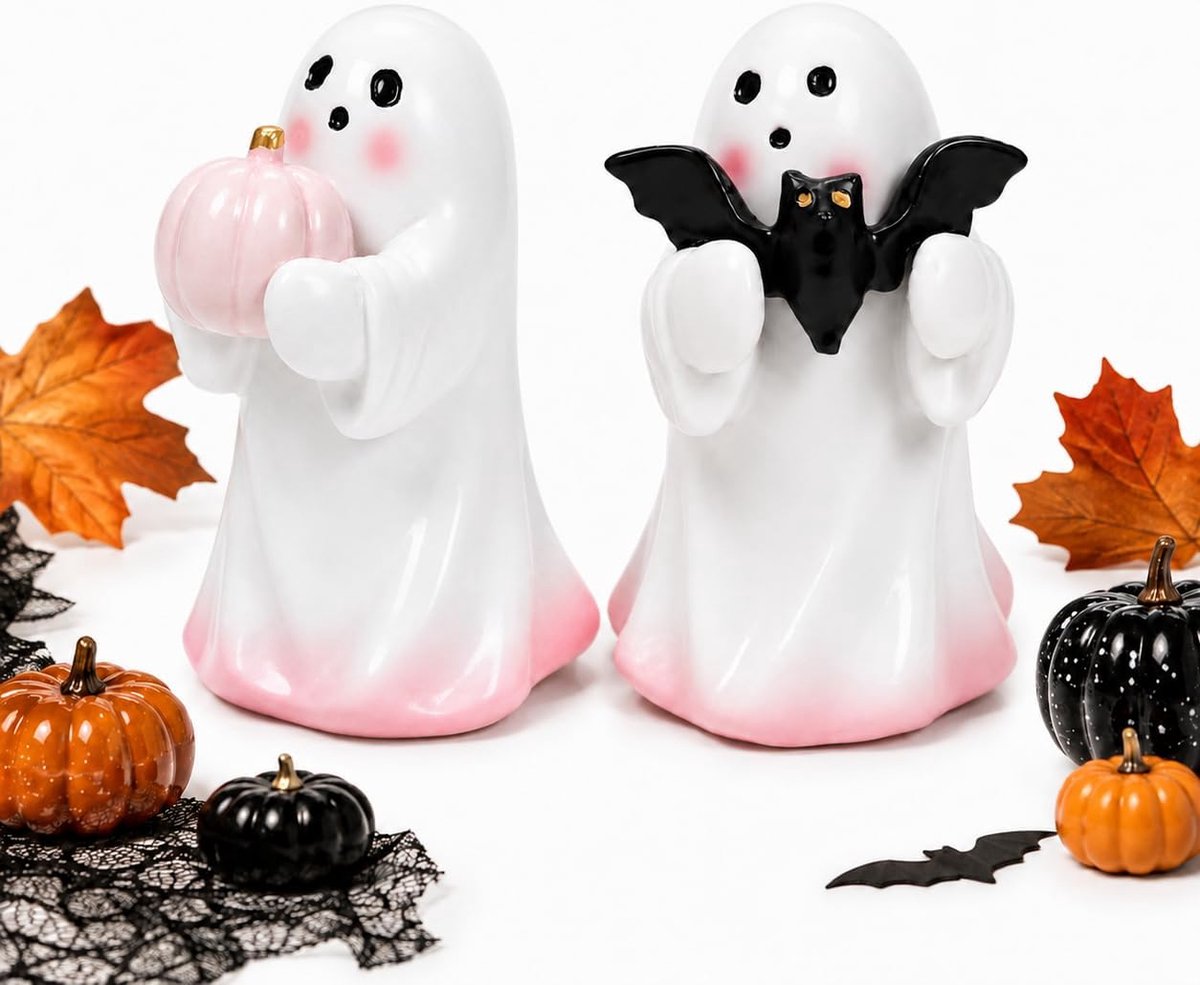 2 stuks Halloween geest decoratieve figuren, met vleermuis pompoen, voor