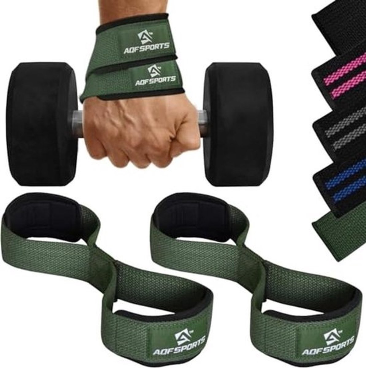 Gewichtheffen Bandjes Figuur 8 met Gewatteerde Manchetten voor Polsondersteuning - Geschikt voor Training en Sportschool