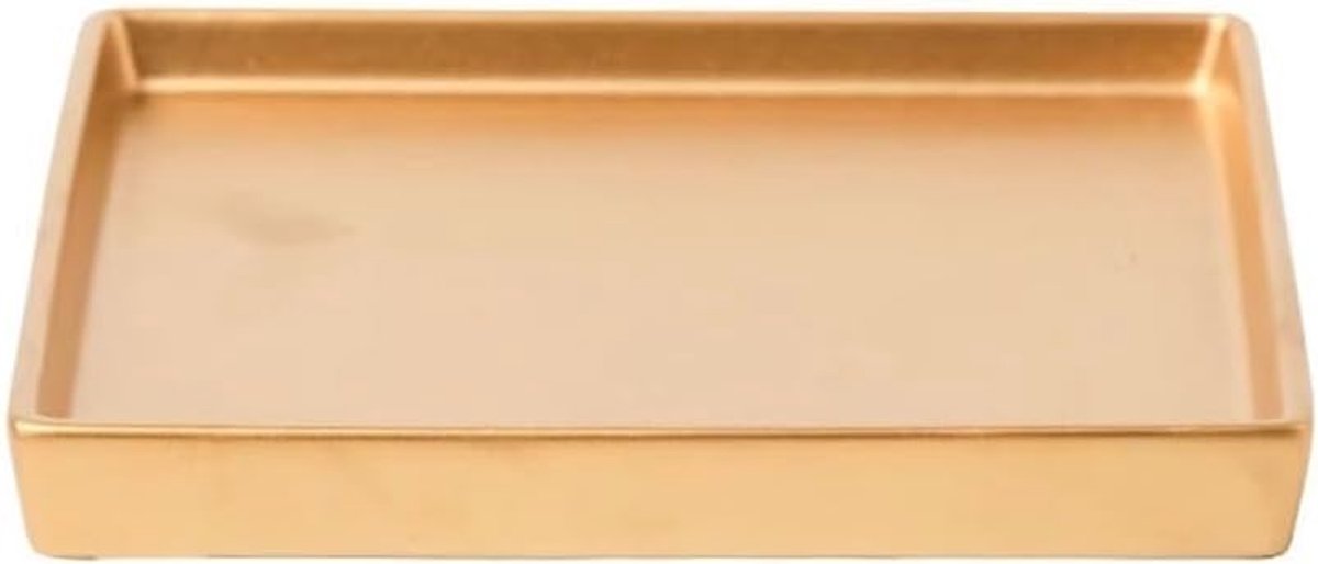 Schotels Bloempot met lekbak van keramiek, vierkante plantenschotel for woonkamer, balkon en terras(Gold,Medium)