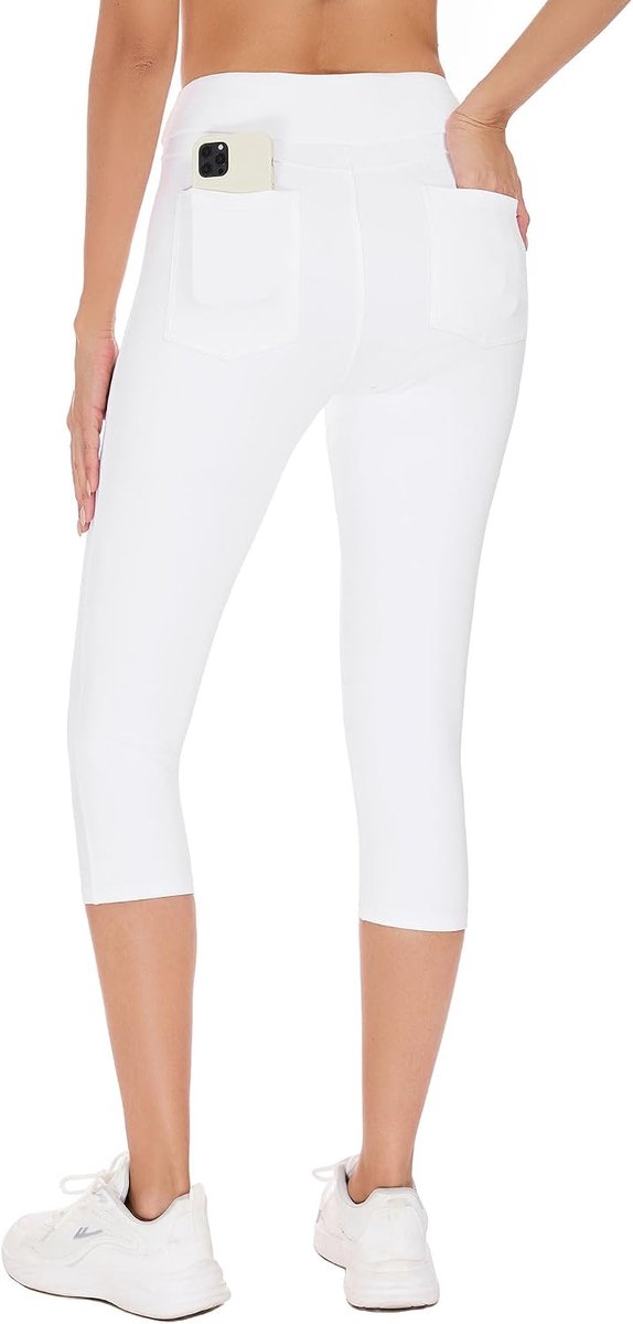 Leggings Dames met 4 zakken, Sportleggings Dames 3/4, Ondoorzichtige Hoge Taille Yogabroek
