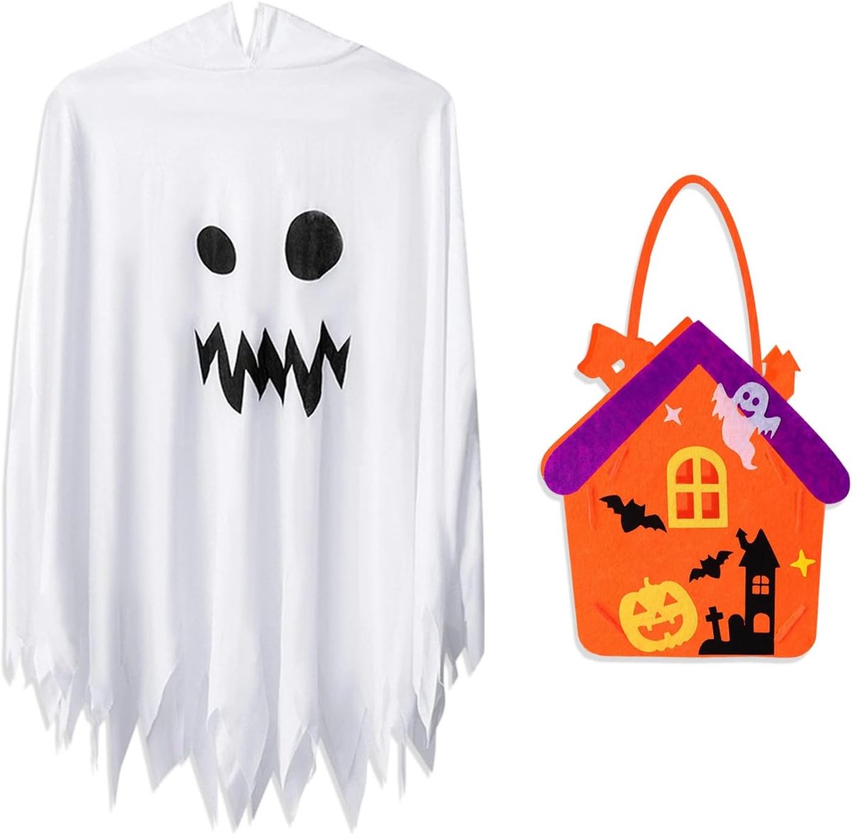 Geestkostuum, wit geestkostuum, geestcape voor Halloween, zoete of zure carnaval, spookcape, cosplay