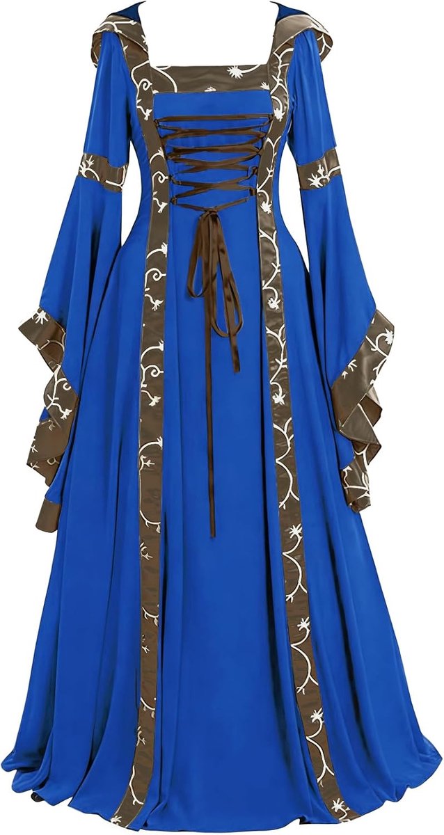 Jurk voor dames, lange baljurk in victoriaanse stijl, renaissance, retro, gothic kleding, damesjurk voor carnaval, Halloween, feestjes