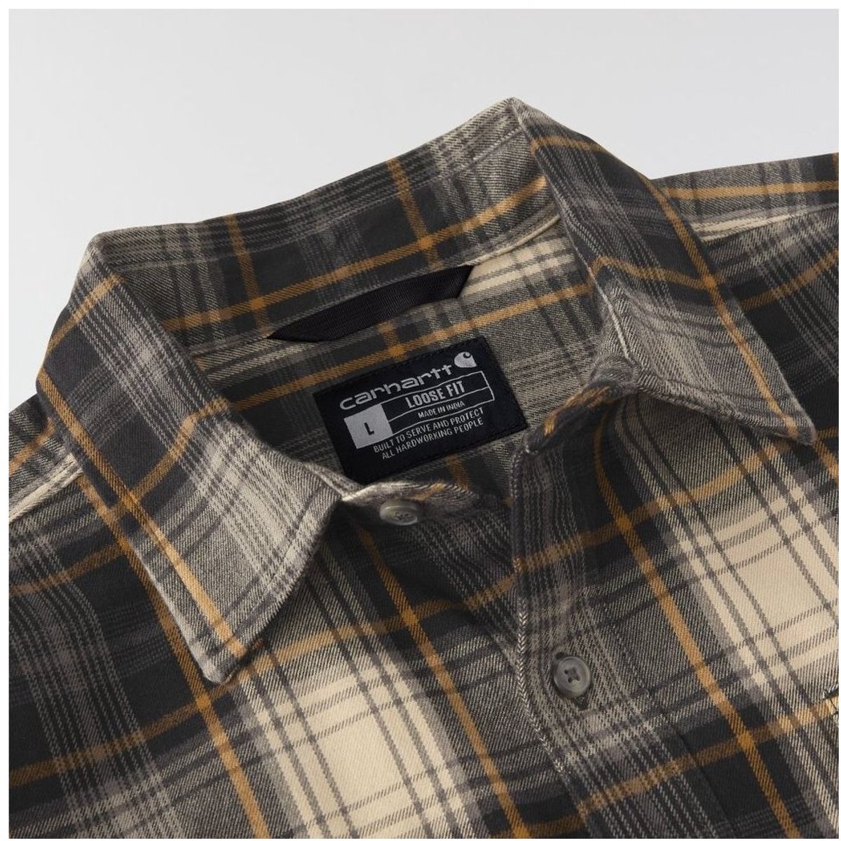 Carhartt L’on-g-Sleeve geruit overhemd 107013 Zwart