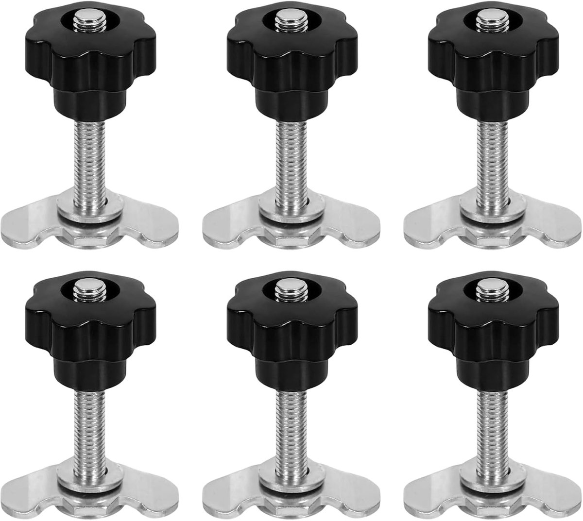 Schroeffitting airline-rail M8 x 60, 6 stuks airline-beslag, zwart, airline fitting eindbeslag, stergreep, 500daN enkel eindbeslag, voor camper, caravan