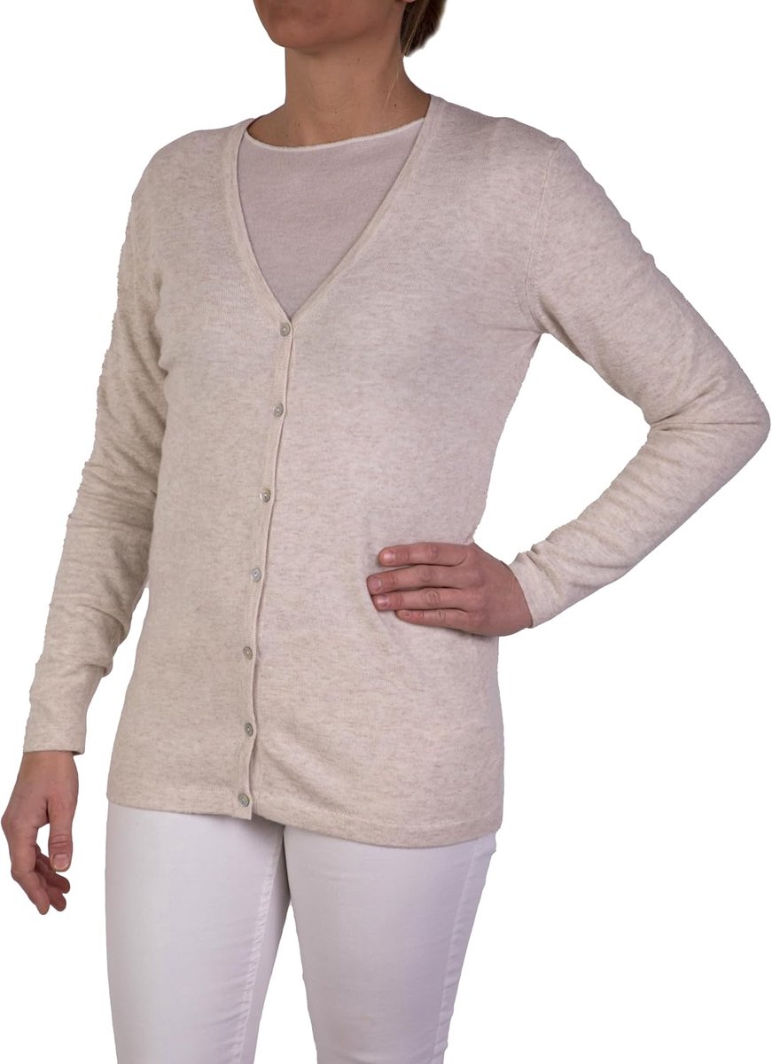 Vest voor dames, kasjmier-mix, golfin, geschroefd, knopen, Made in Italy, klassieke merinowol, lange mouwen, herfst, gebreid, kasjmier, herfst, winter