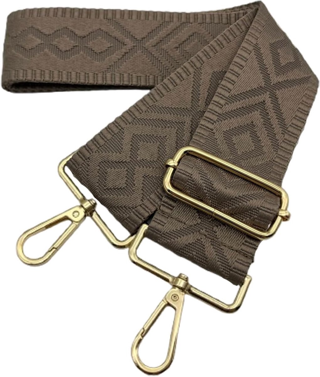 Tasriem, breed, 5 cm schouderriem voor tas, tasriemen om te wisselen, gouden karabijnhaak, schouderriem, schouderriem voor dames, handtassen, crossbody doe-het-zelf, kaki, 18