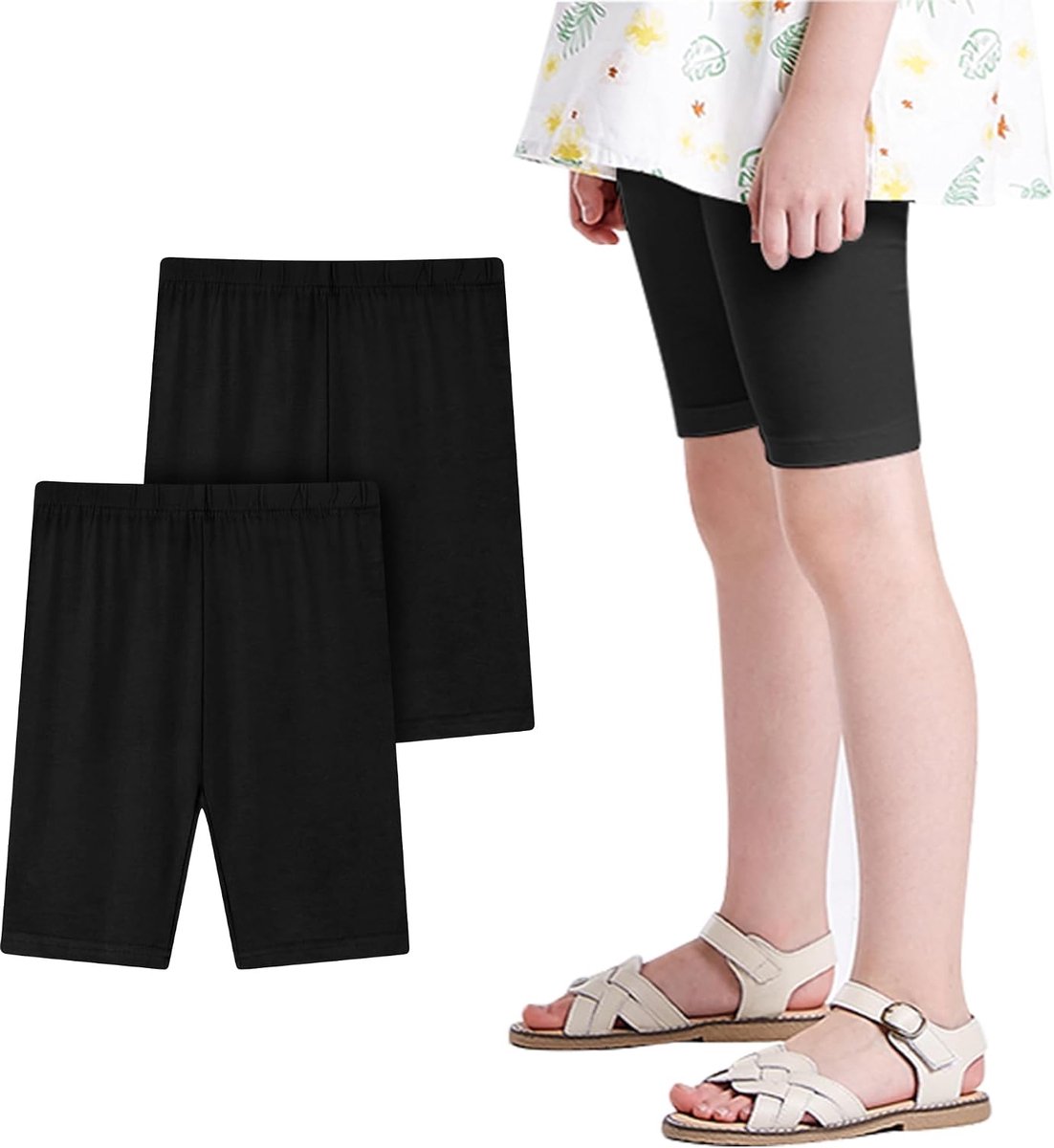 Leggings, korte fietsbroek van katoen, zomershorts, effen, meerkleurig