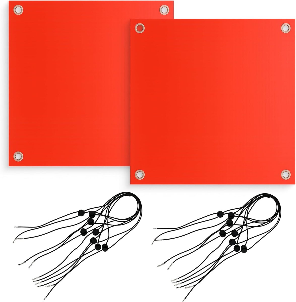 2 stuks waarschuwingsvlaggen, rode vlag, 30 x 30 cm, met elk 4 koperen ogen en in totaal 8 spanrubbers, weerbestendige signaalvlag voor uitstekende lading, aanhangers, fietsendragers, caravans