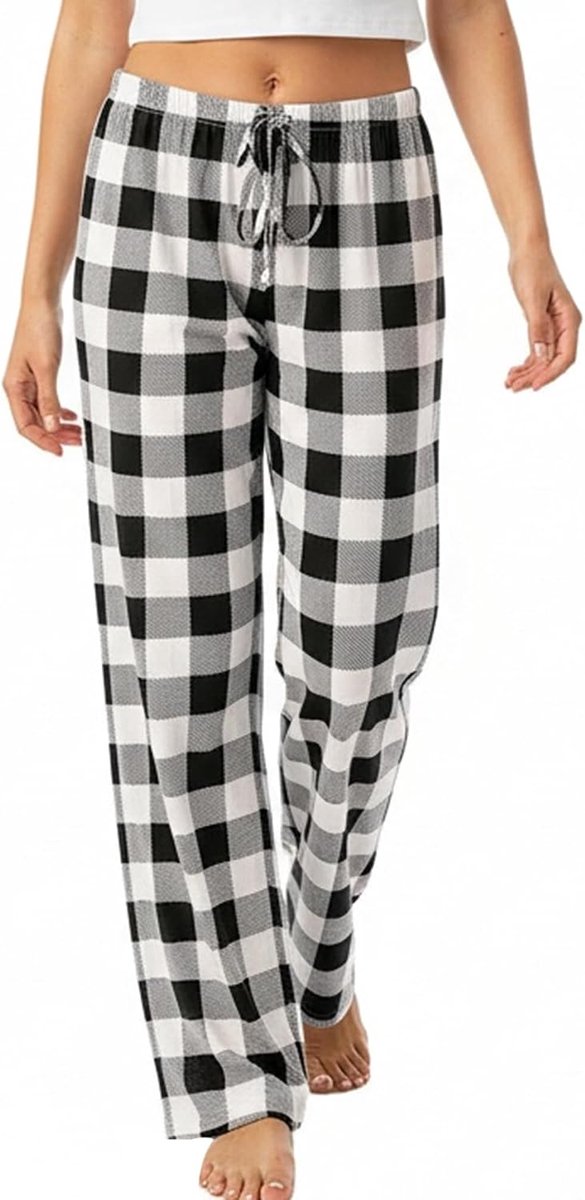 Pyjamabroek voor dames, lang, zacht, pyjamabroek, geruit, nachtkleding, vrijetijdsbroek