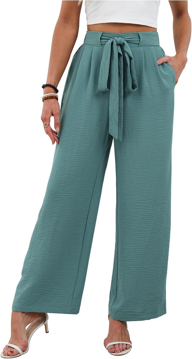 Damesbroek, zomer, wijd, casual, lang, hoge taille, elastisch, met zakken, comfortabel, vloeiend, elegant