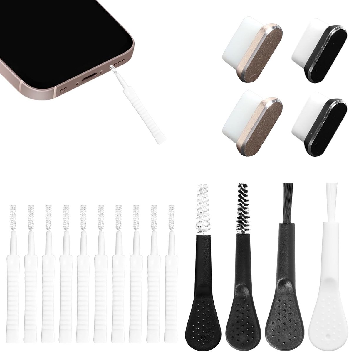 Reinigingsset voor mobiele telefoon, 18-delig, reiniger voor laadaansluiting en USB C reinigingsset voor het reinigen van mobiele telefoon, smartphone-reinigingsset voor telefoon, luidspreker