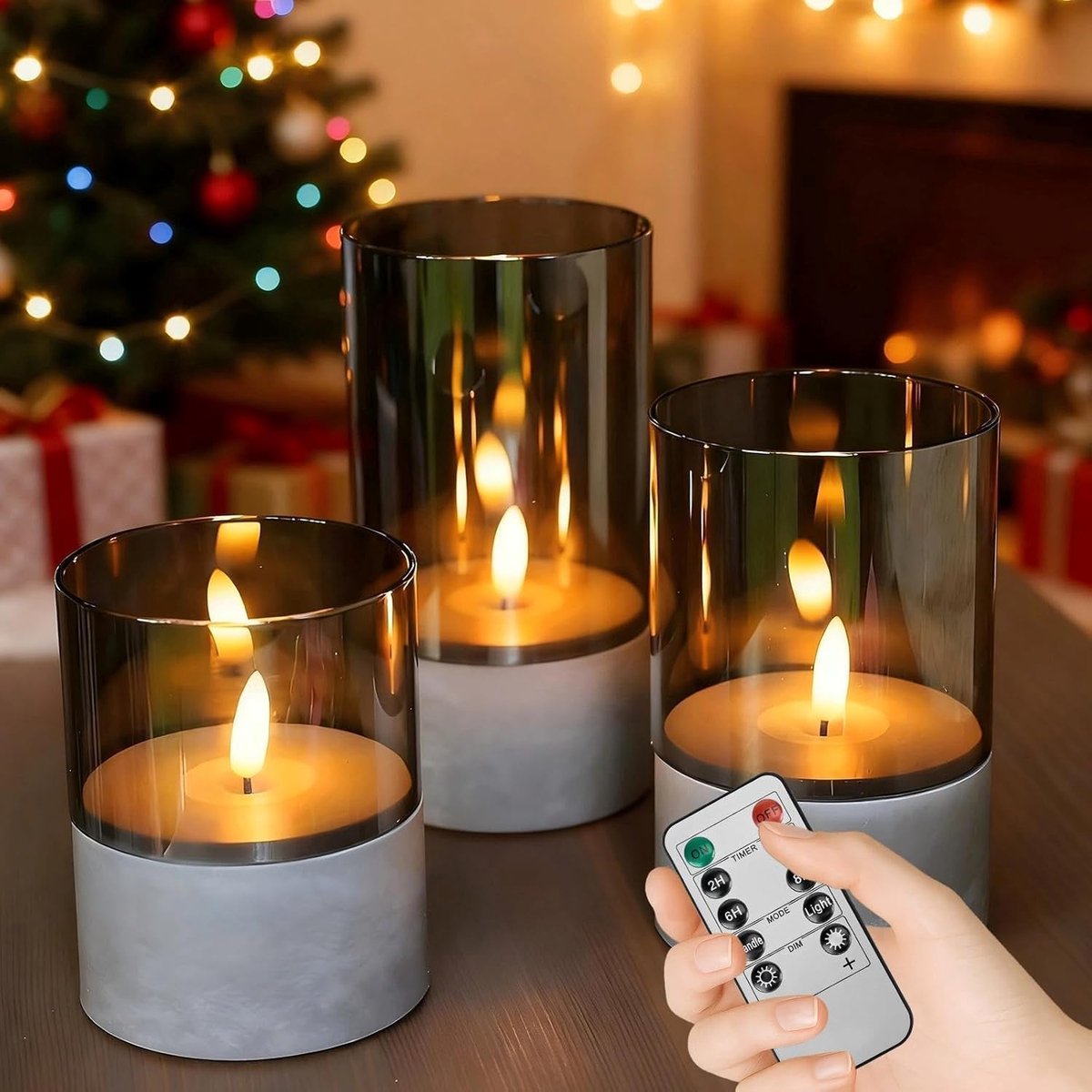 Flikkerende vlamkaarsen met timerfunctie, 10/12,5/15 cm, vlamloze kaarsen met afstandsbediening, flikkerende led-zuilen, kaarsen voor feestjes